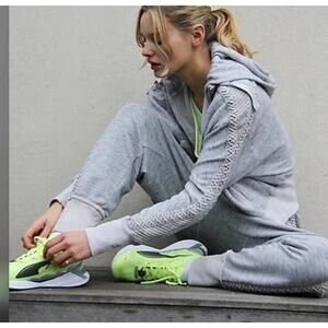 FREE PEOPLE MOVEMENT Mountain High Cable Knit Crochet Joggers Hoodie Set Sz XS/S